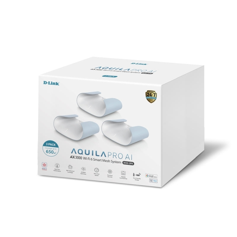 D-Link M30 AQUILA PRO AI AX3000 Wi-Fi 6 Smart Mesh Router 3-Pack