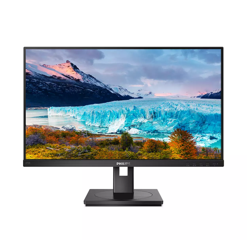 Phillips 272S1AE 27" Monitor, IPS FHD W-LED,1920x1080,VGA,DVI-D,HDMI,DP,Speakers,H/Adjust,Pivot,Tilt, Swivel