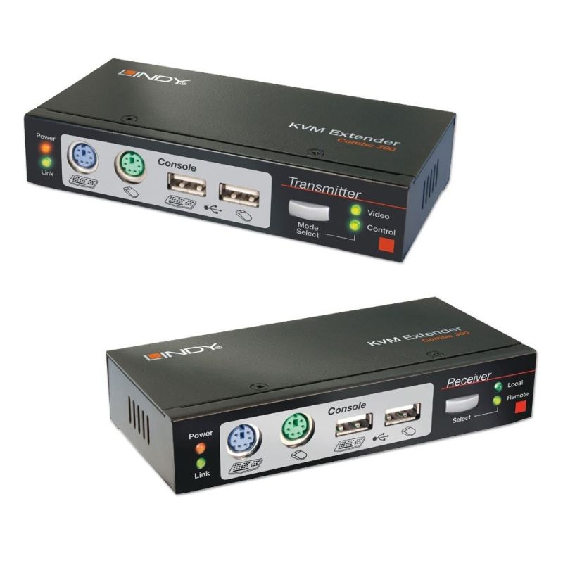 Lindy 39378 KVM Extender Combo, USB & VGA up to 300m CAT5/6