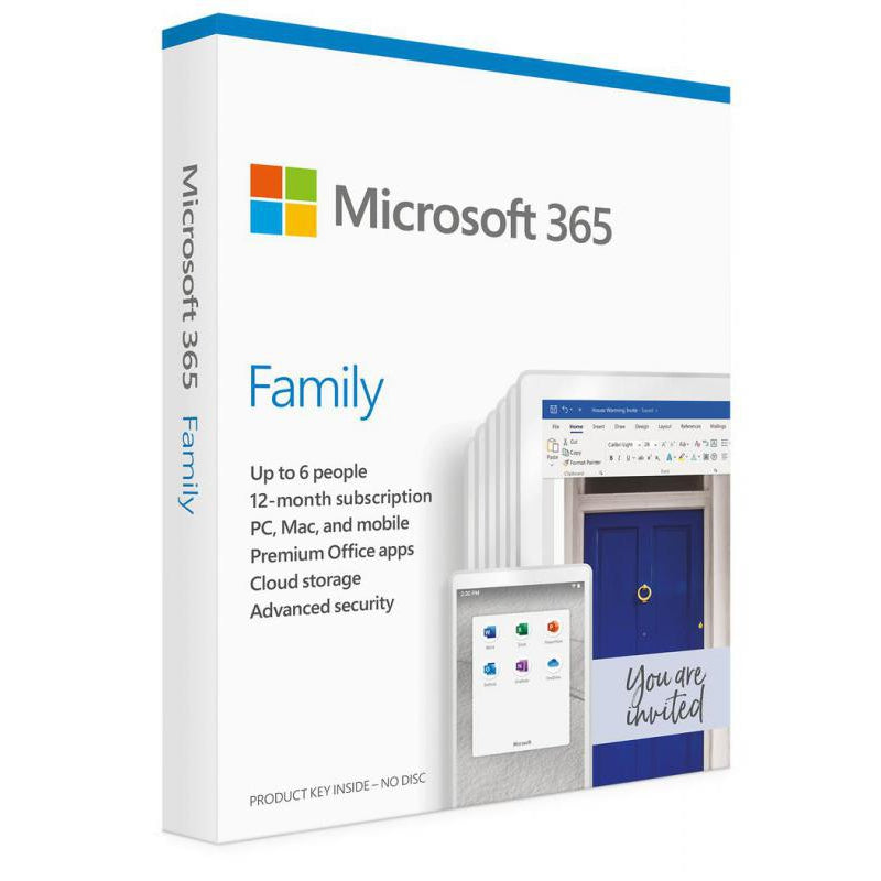 Microsoft 6GQ-01554 Office 365 Family (1 Year Subscription, Medialess, Retail Box)