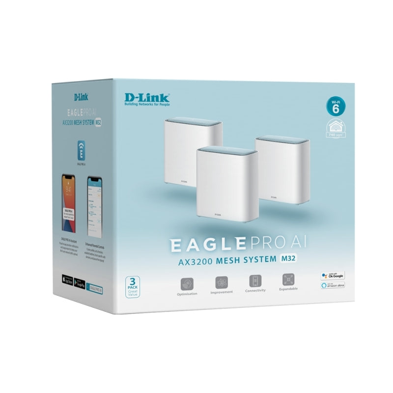 D-Link M32-3PK EAGLE PRO AI AX3200 Mesh System (3-Pack)